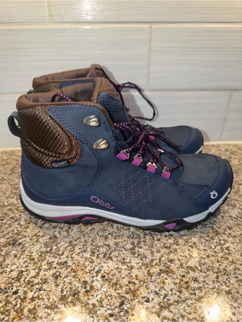 Oboz Women's Navy and Brown Hiking Boots - Picture 1 of 9